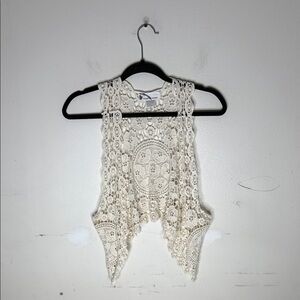 Imaginary Voyage Elegant Cream Lace Cotton Women's Vest Size Small